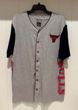 NBA Chicago Bulls Two-Tone Button-Down Baseball Jersey Shirt